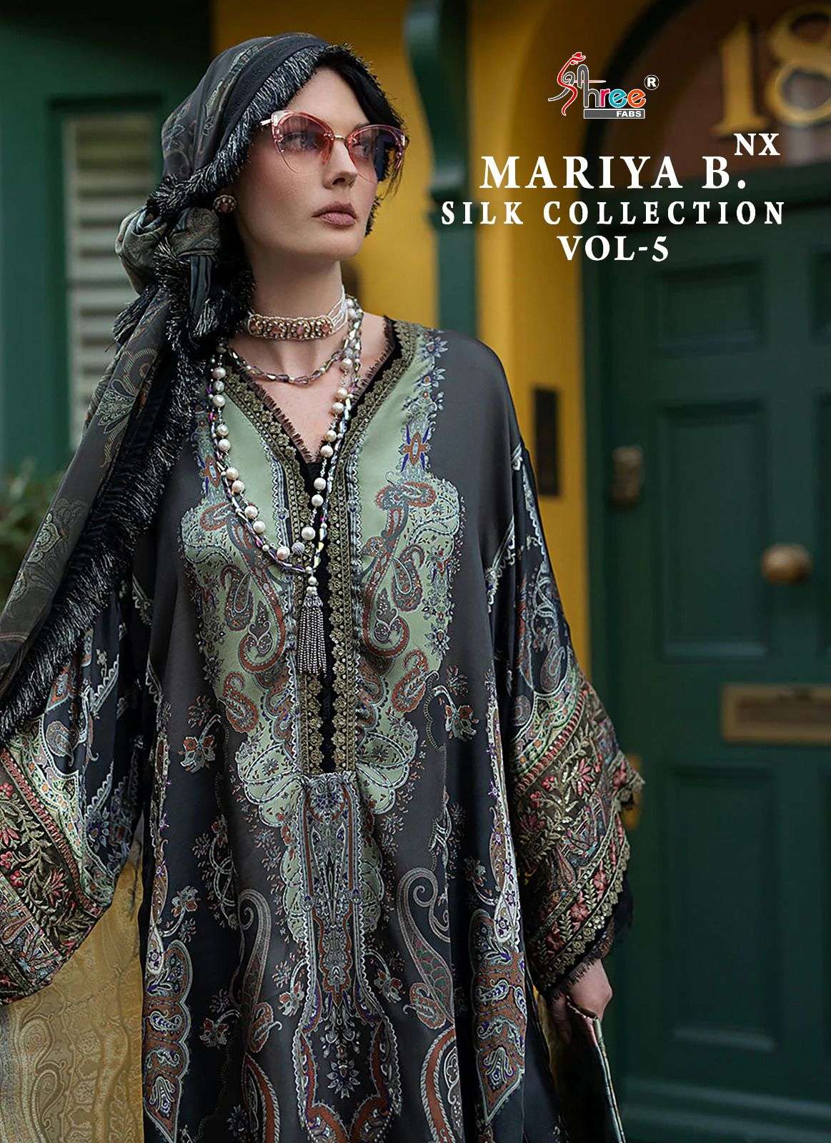 shree fabs maria b silk collection vol 5 nx satin elegant salwar suit catalog