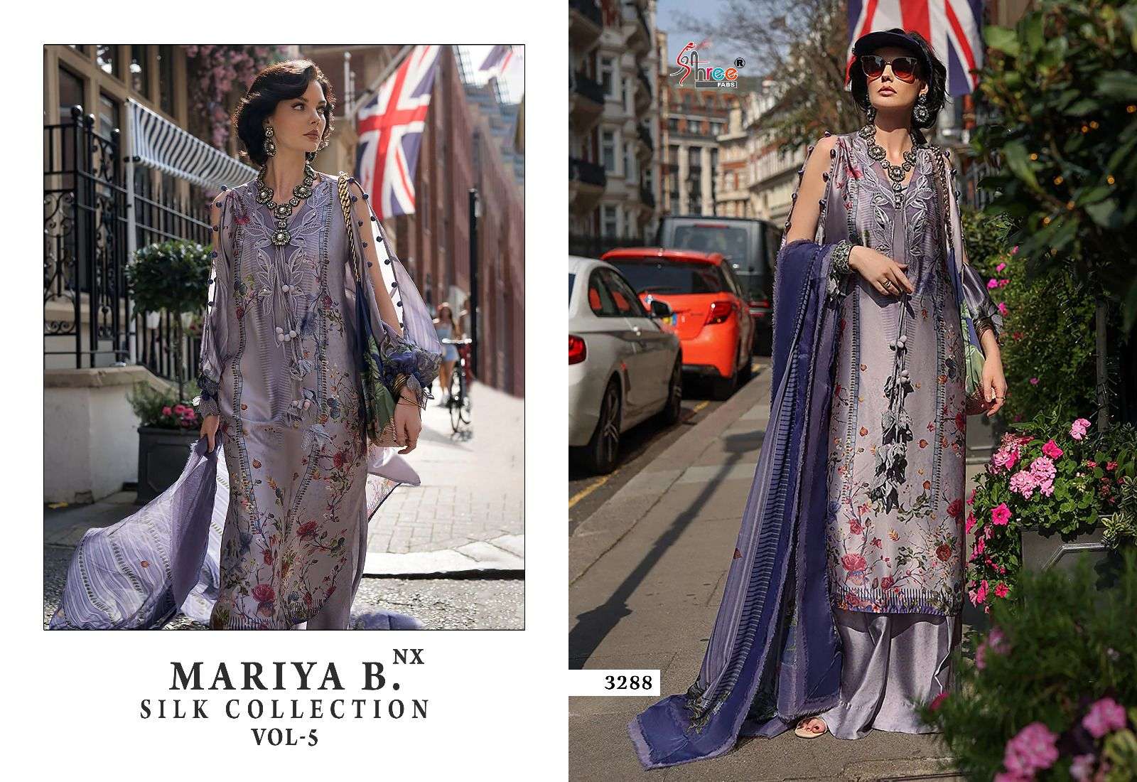 shree fabs maria b silk collection vol 5 nx satin elegant salwar suit catalog