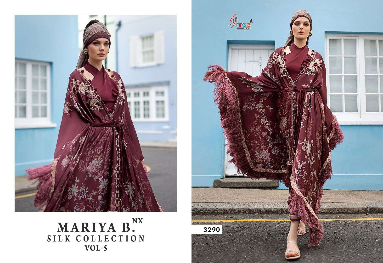 shree fabs maria b silk collection vol 5 nx satin elegant salwar suit catalog