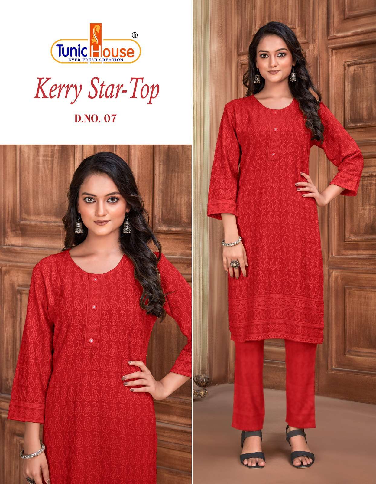 tunic house kerry star  rayon viscose elegant look kurti size set