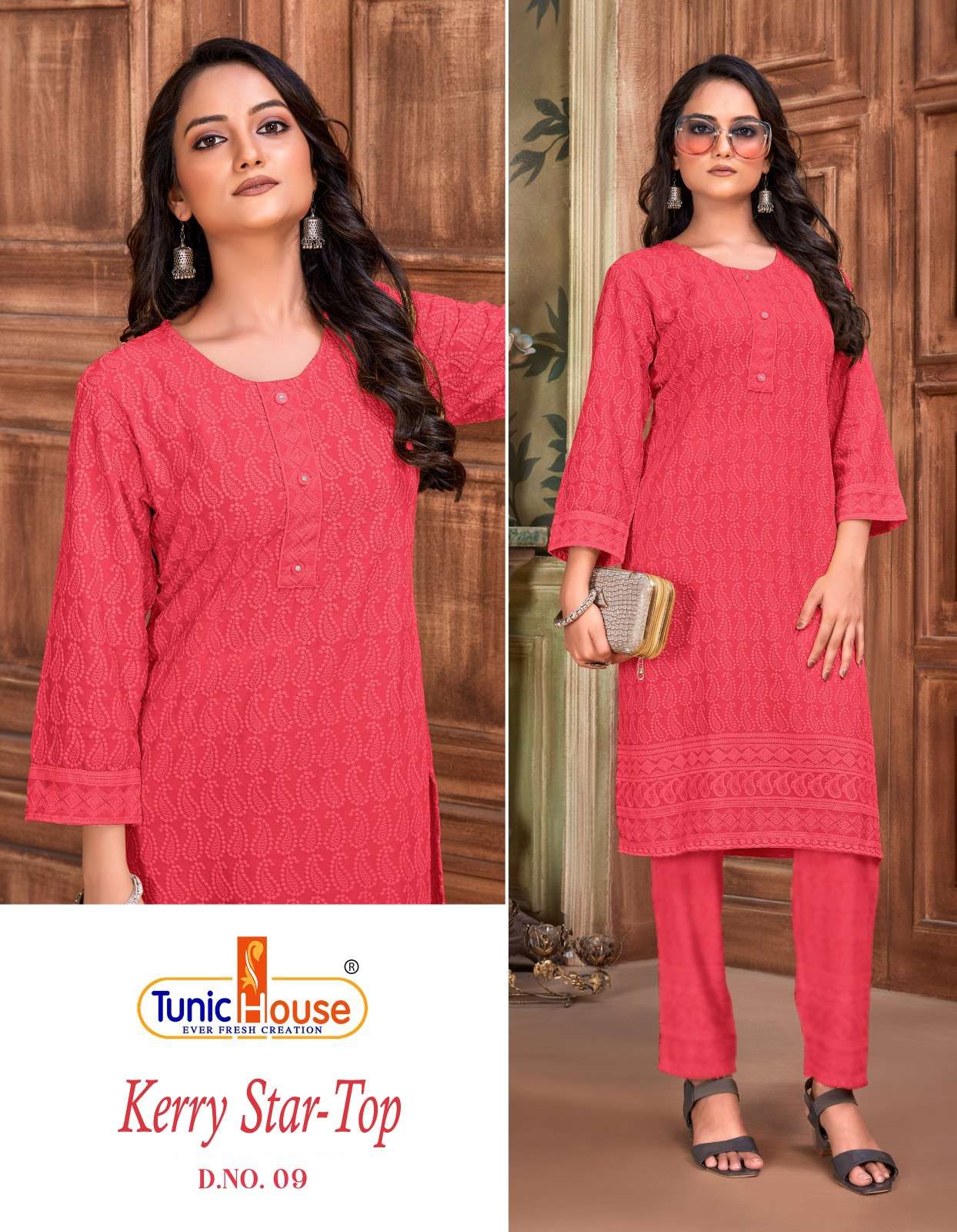 tunic house kerry star  rayon viscose elegant look kurti size set