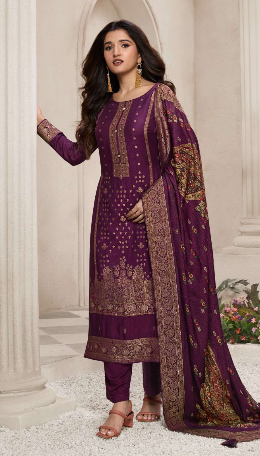 vinay fashion kervin aadhira 6 viscose pashmina jaquard attrective look salwar suit catalog