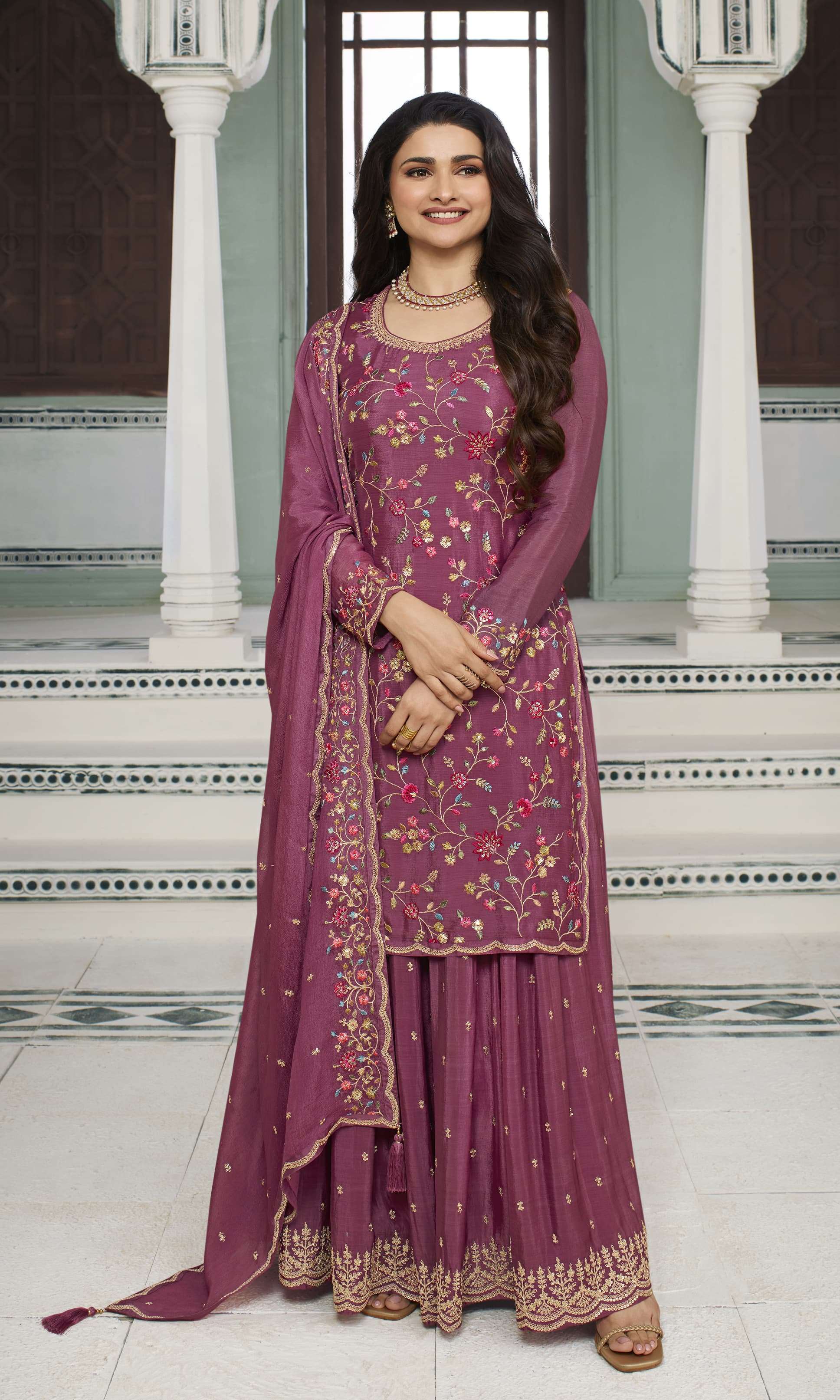 vinay fashion kuleesh avanti chinon jattrective look salwar suit catalog