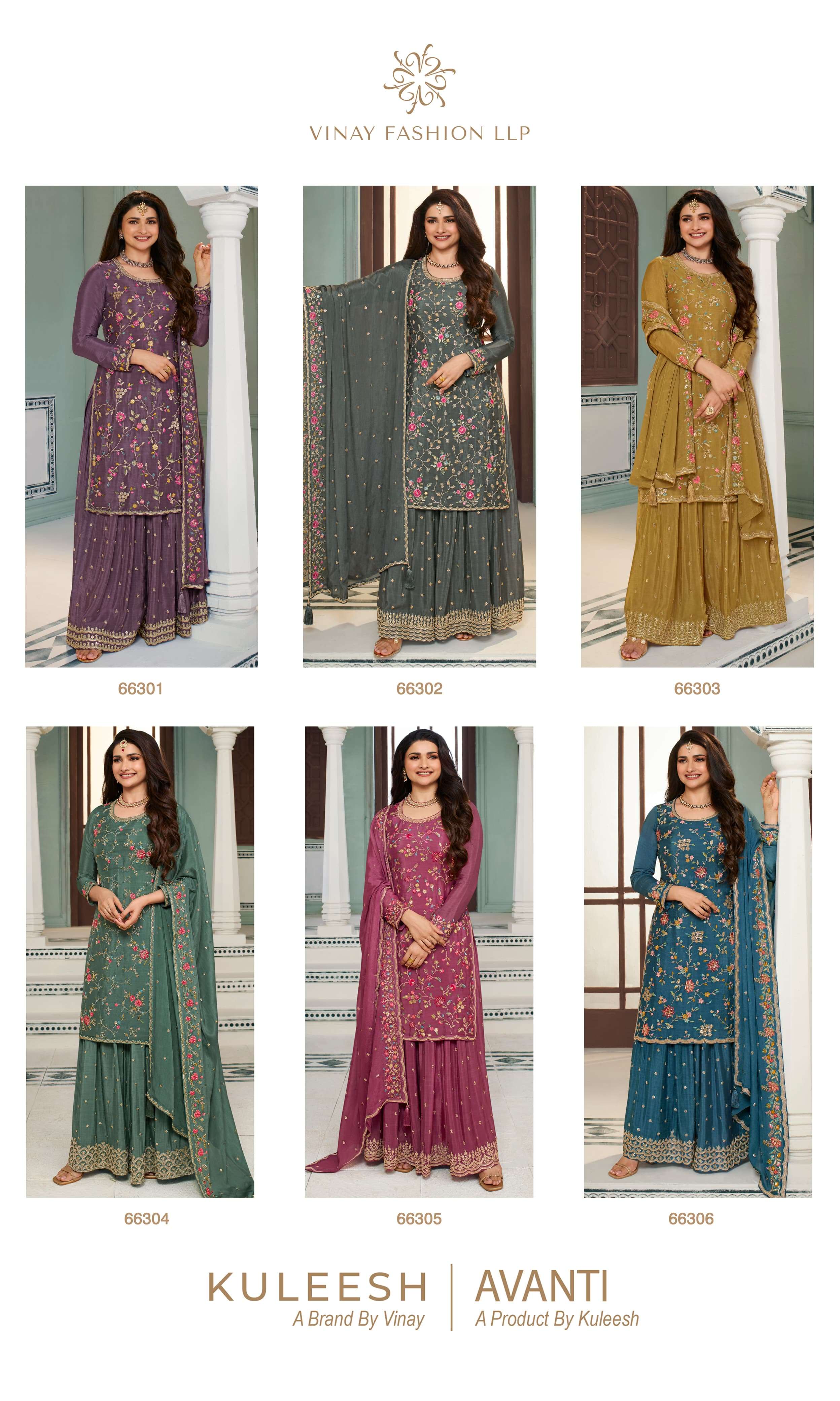 vinay fashion kuleesh avanti chinon jattrective look salwar suit catalog