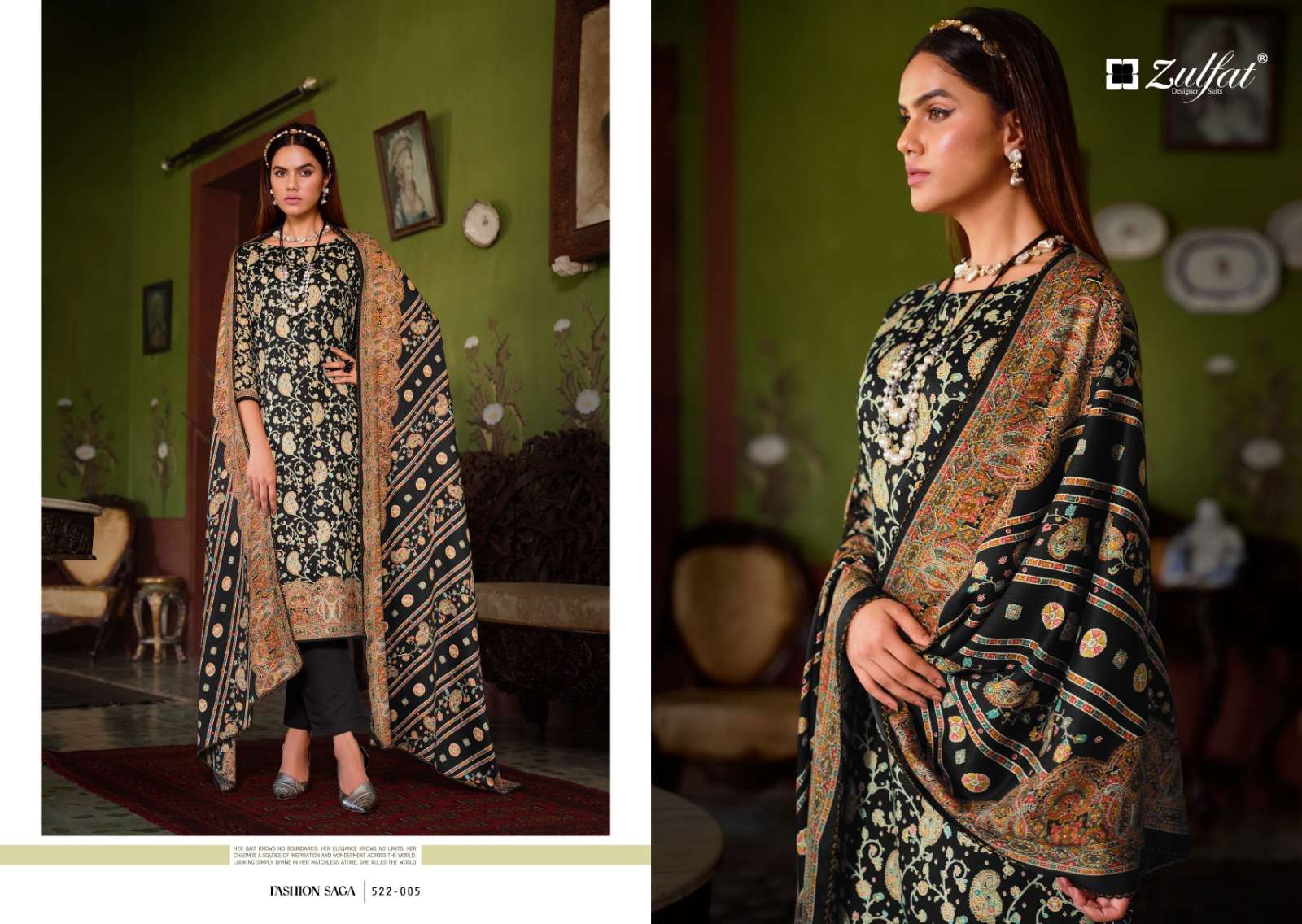 zulfat designer suits raabita wool pashmina attrective look salwar suit catalog