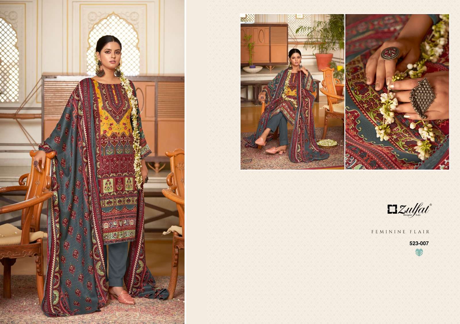 zulfat designer suits wahida wool pashmina attrective look salwqar suit catalog