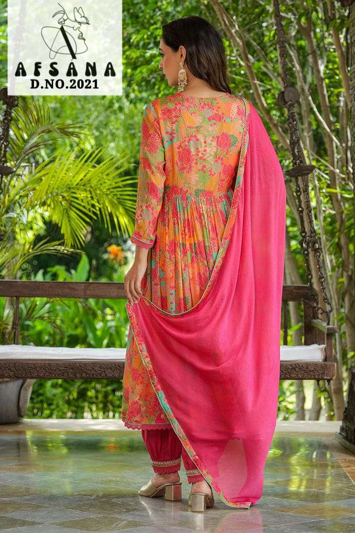 afsana aaliya 2020 chinnon beautiful embroidery look top bottom with dupatta size set