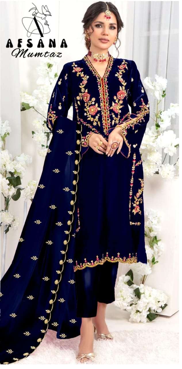 afsana mumtaz velvet regal look top bottom with dupatta size set