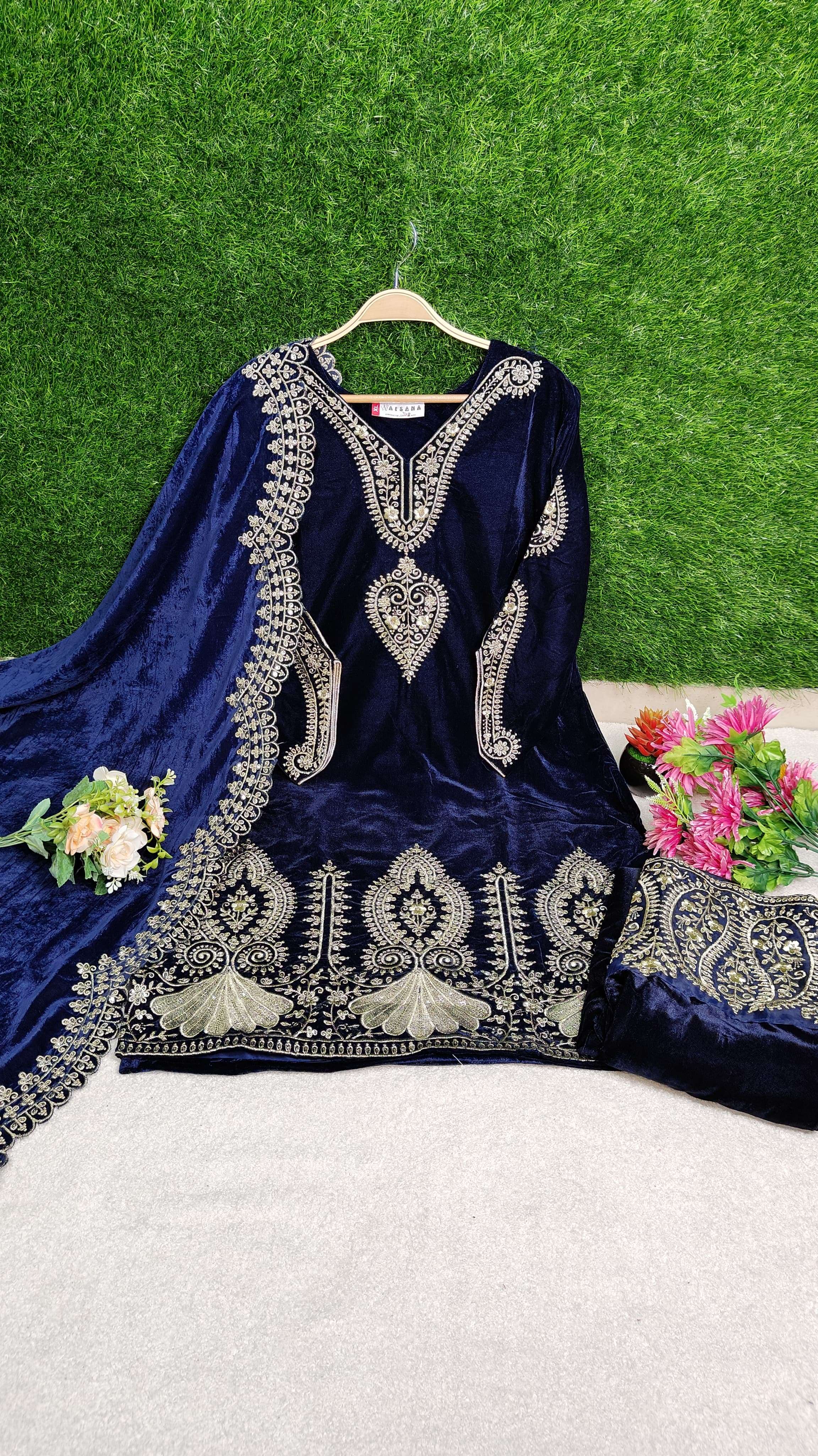 afsana nimrat d no 2034 regal look top bottom with dupatta size set