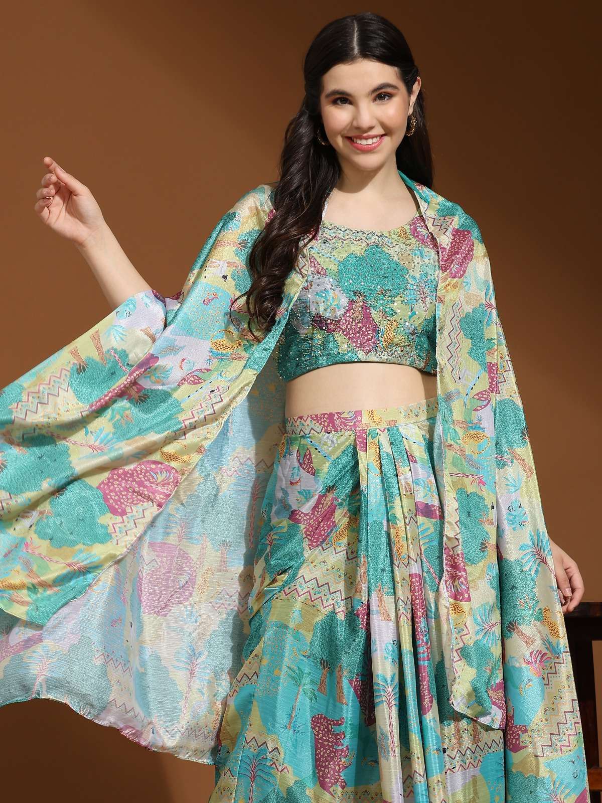 amoha trendz C 342 Chinnon innovative look saree catalog