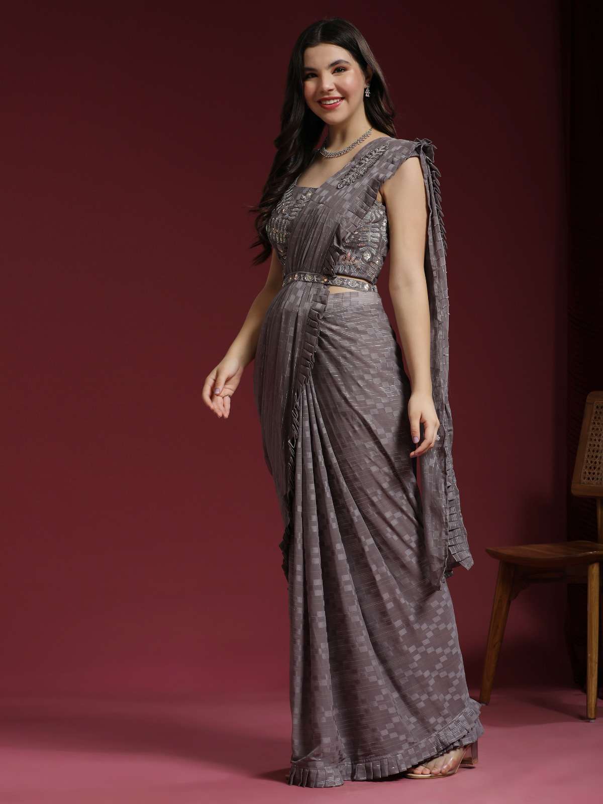 amoha trendz d no 275 JAQUARD SIMMER attrective look saree catalog