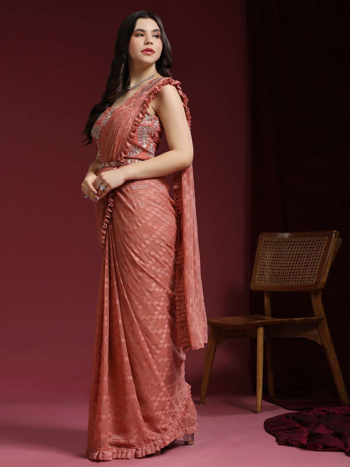 amoha trendz d no 275 JAQUARD SIMMER attrective look saree catalog