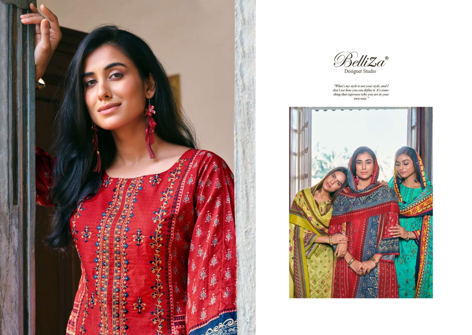 belliza designer studio binsaeed mal cotton elegant salwar suit catalog