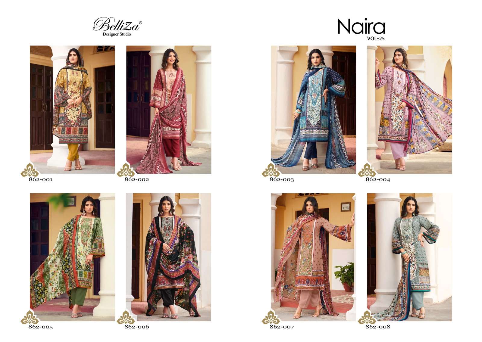 belliza designer studio naira vol 25 cotton ecxlusive print salwar suit catalog