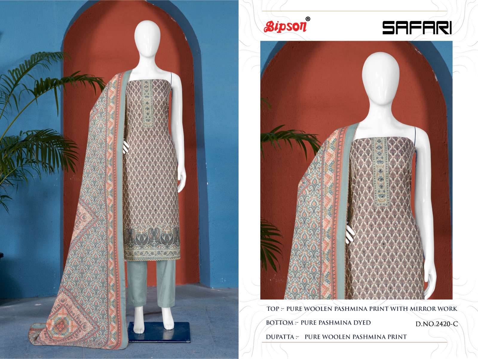 bipson  decent safari 2420 woollen pashmin beautiful look salwar suit catalog