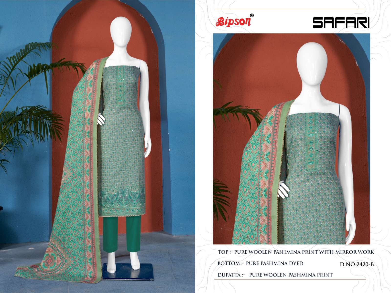 bipson  decent safari 2420 woollen pashmin beautiful look salwar suit catalog