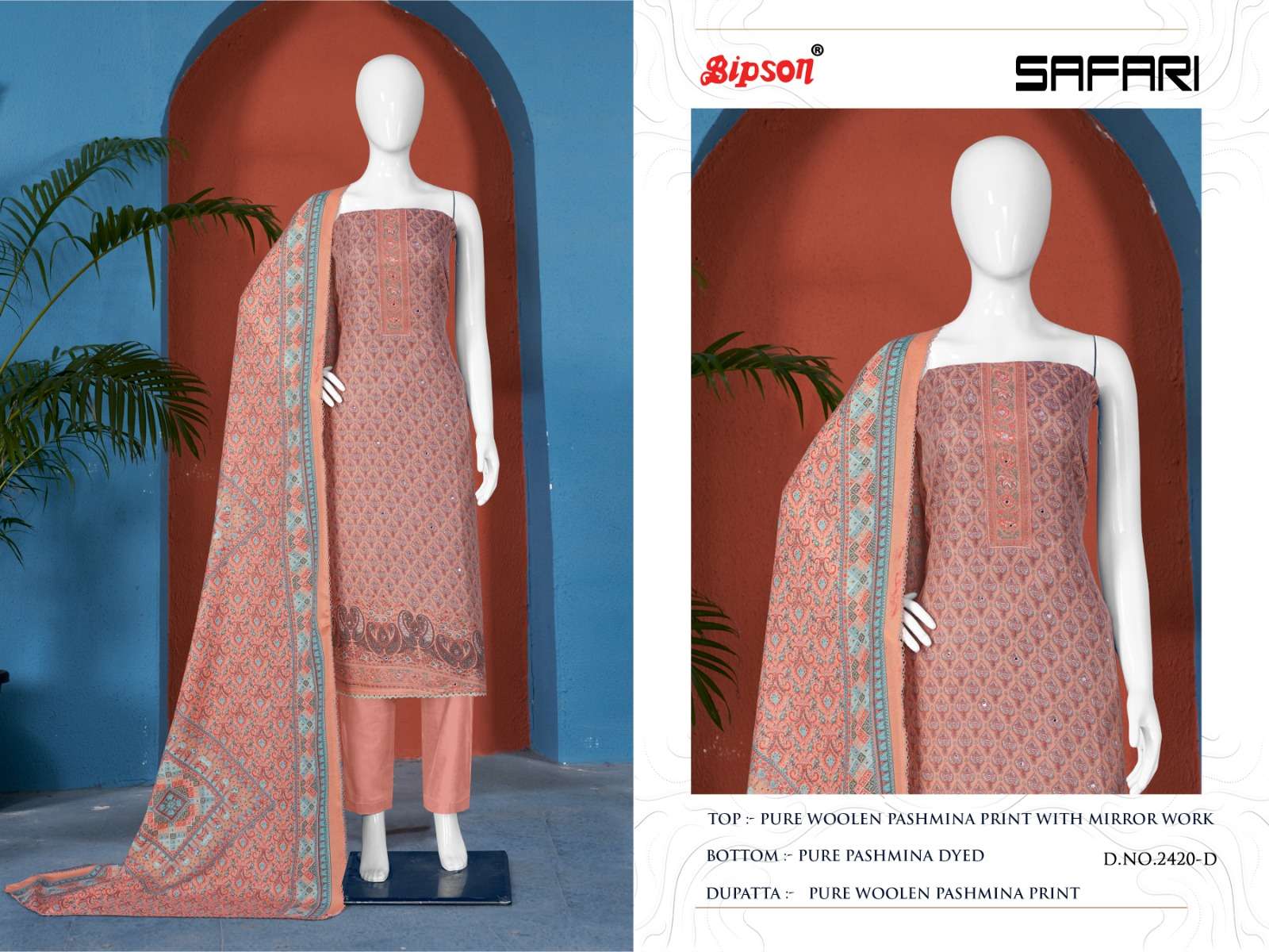 bipson  decent safari 2420 woollen pashmin beautiful look salwar suit catalog