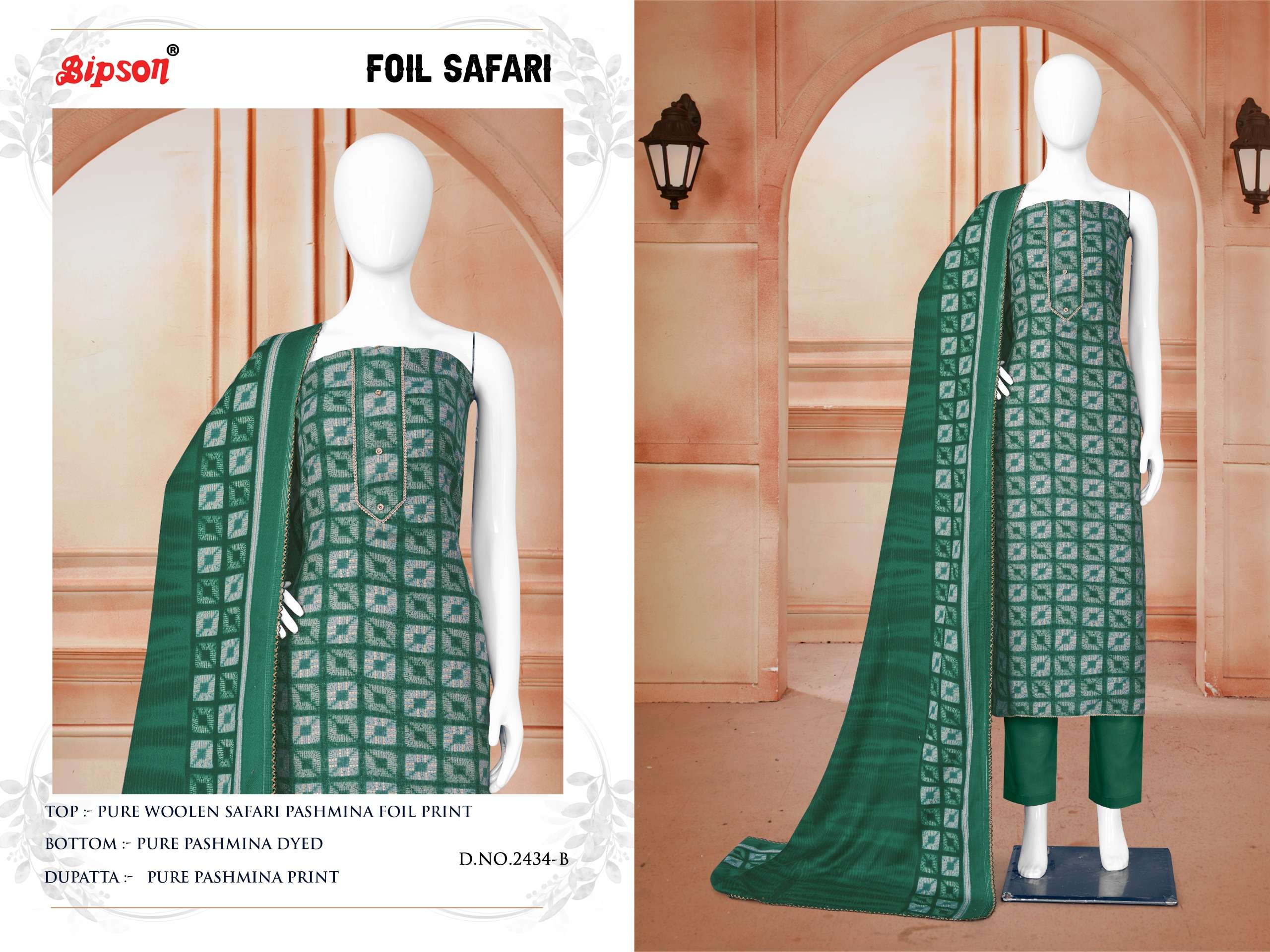 bipson foil safari 2434 Pure Woollen Safari Pashmina Foil Print catchy look salwar suit catalog