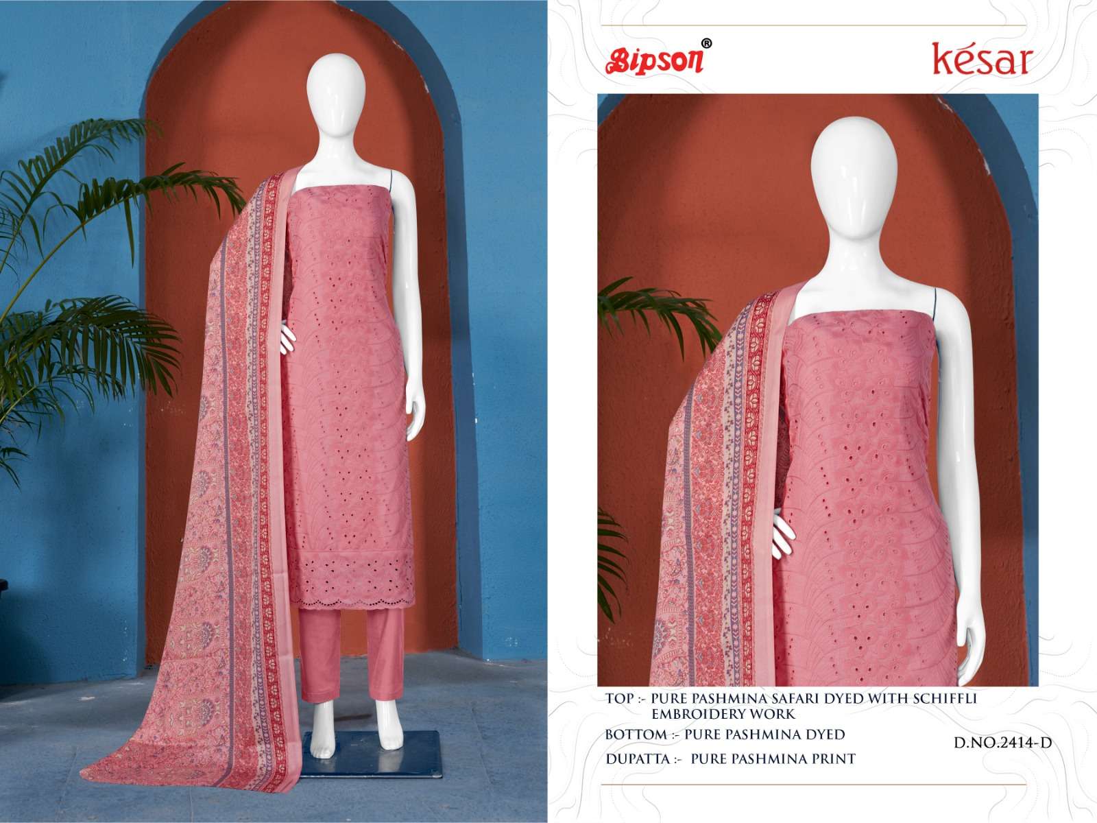 bipson kesar 2414 woollen pashmin exclusive look salwar suit catalog