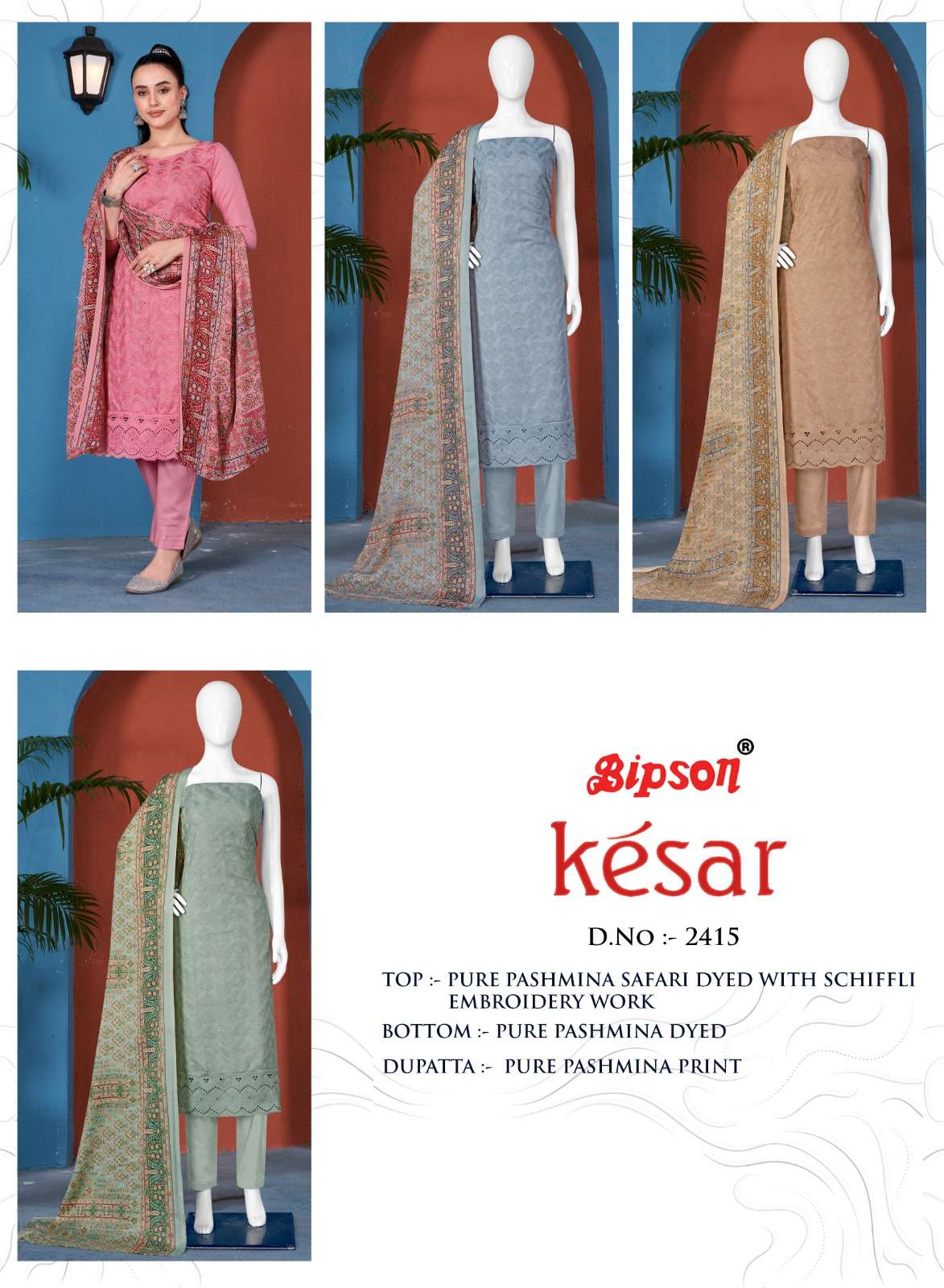 bipson kesar 2415 woollen pashmin beautiful look salwar suit catalog