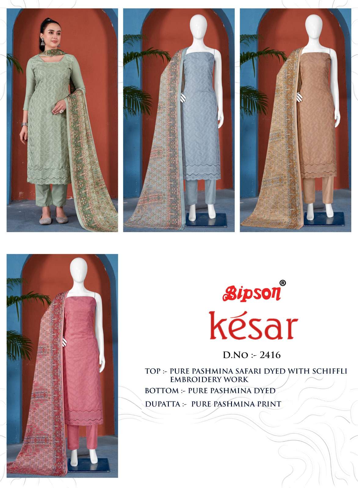 bipson kesar 2416 woollen pashmin elegant look salwar suit catalog