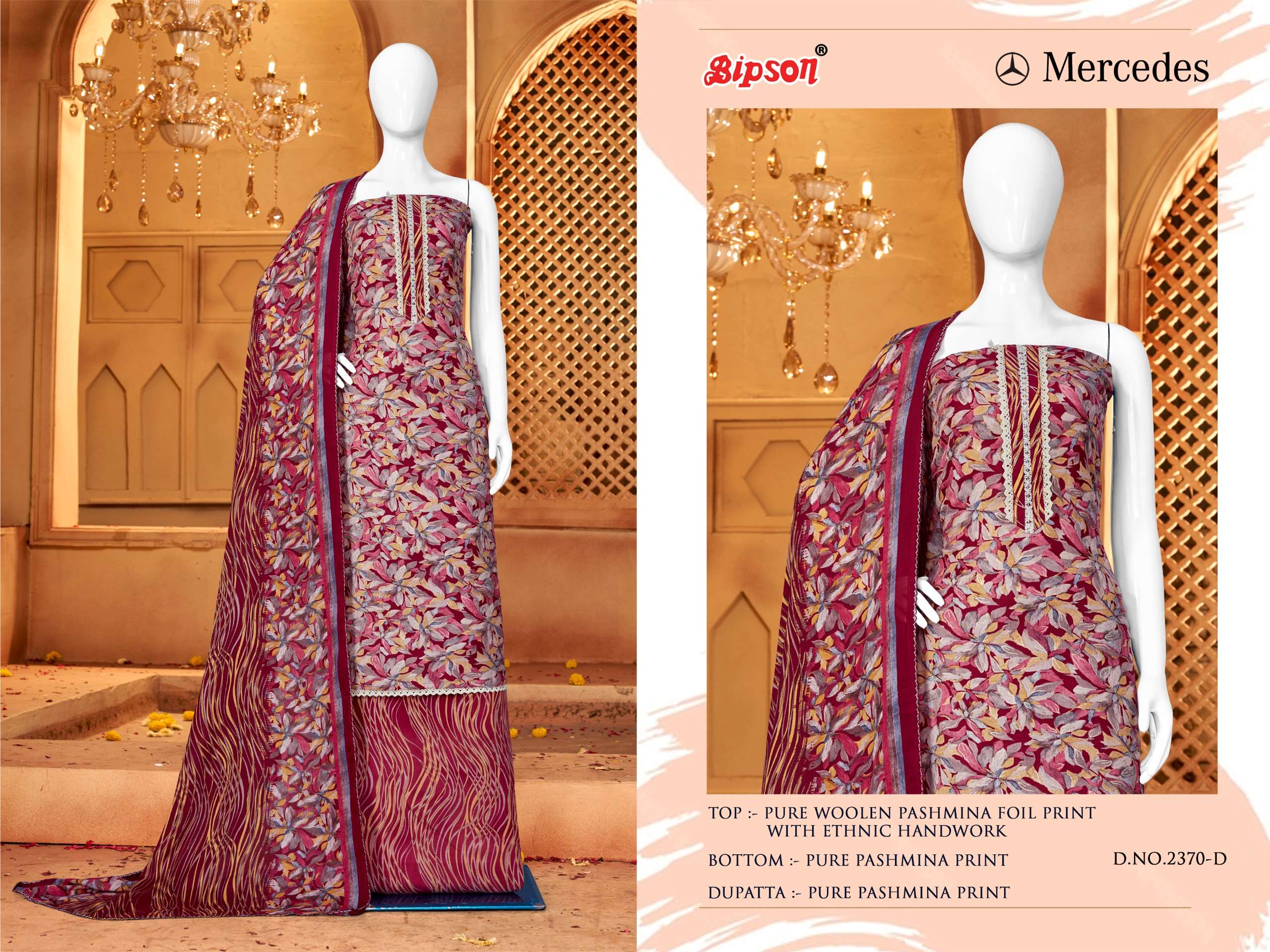 Bipson MERCEDES  2370 pashmina elegant salwar suit catalog