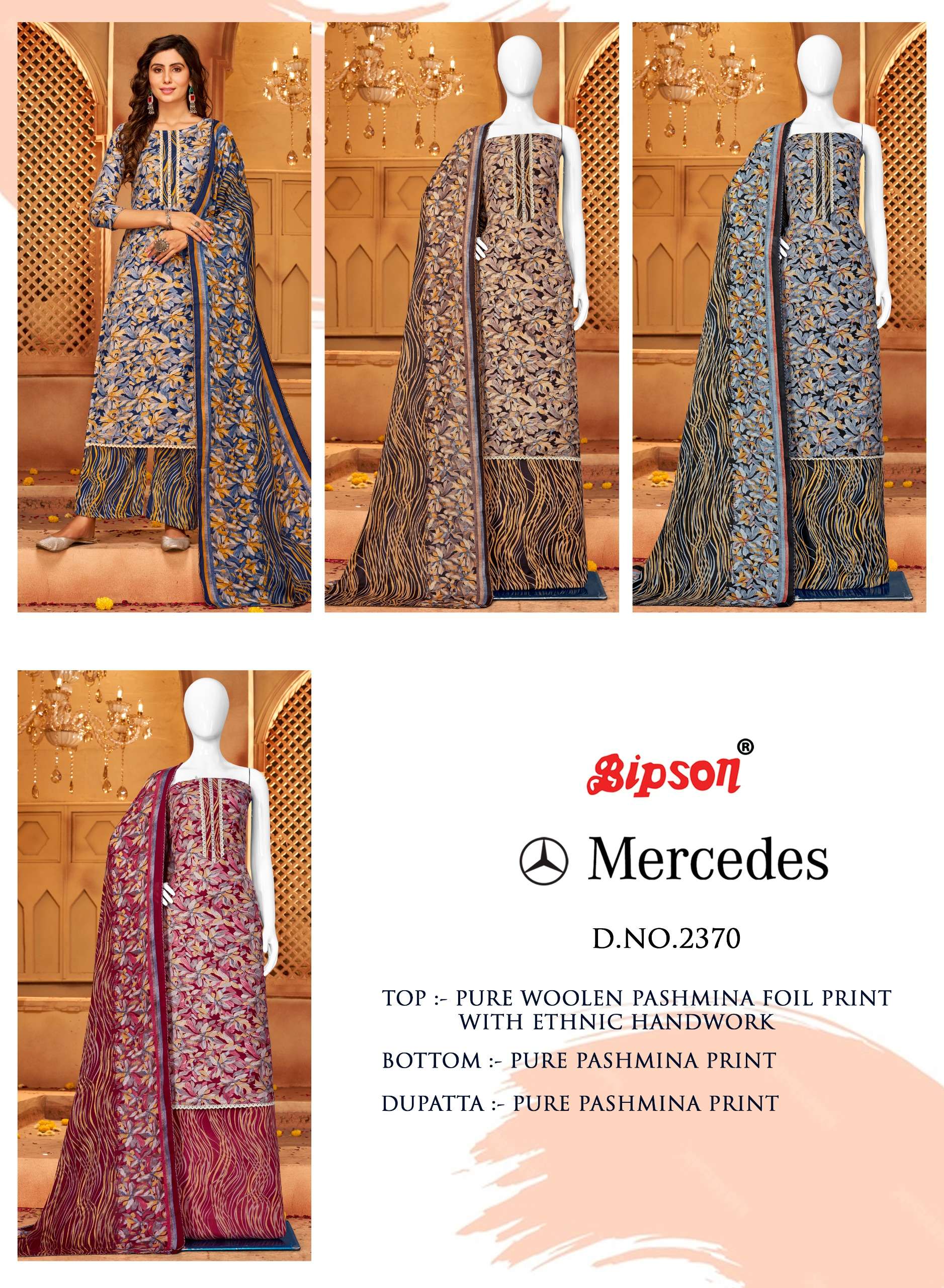 Bipson MERCEDES  2370 pashmina elegant salwar suit catalog