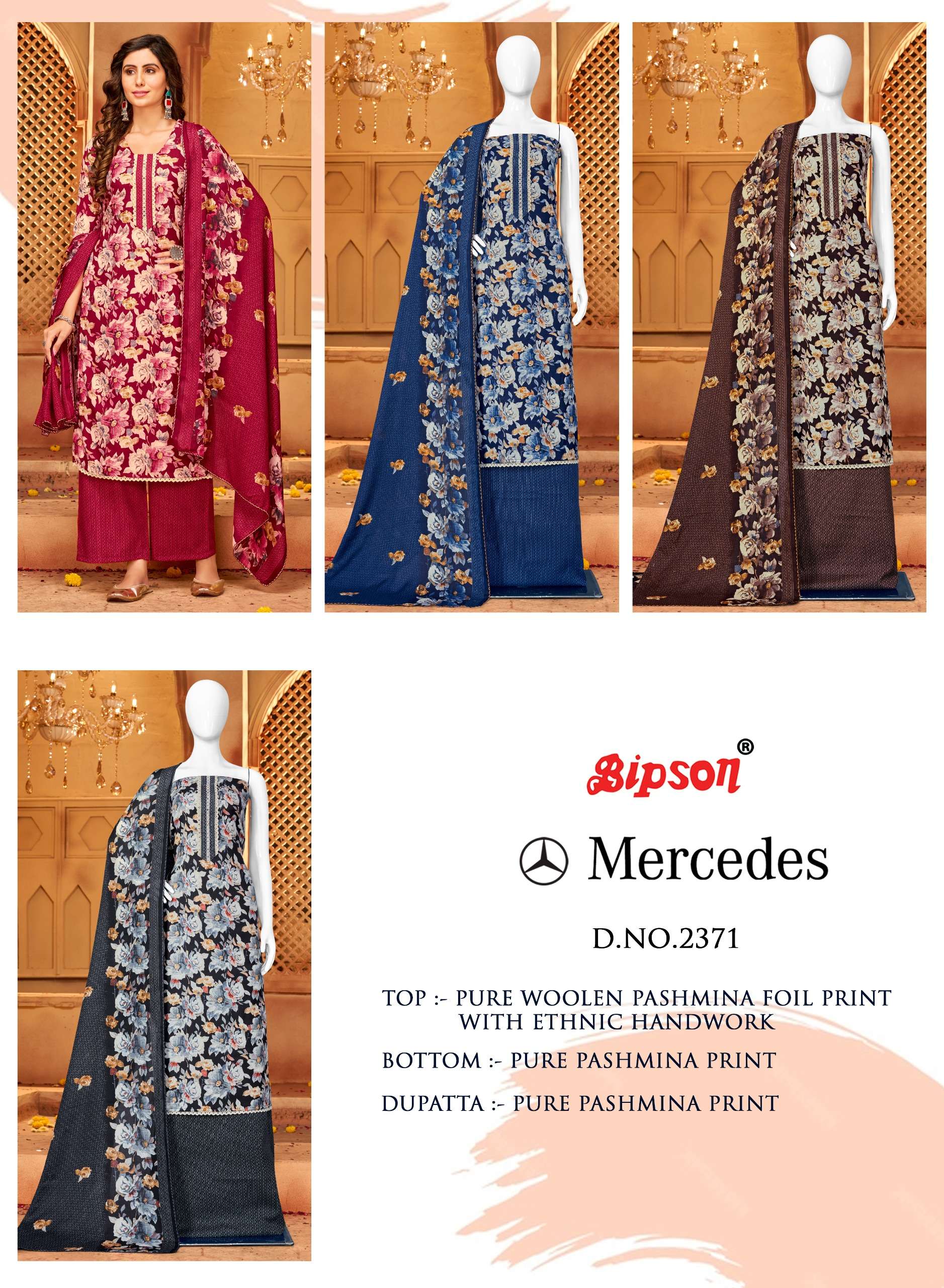 bipson mercedes 2371 woollen pashmina catchy look salwar suit catalog