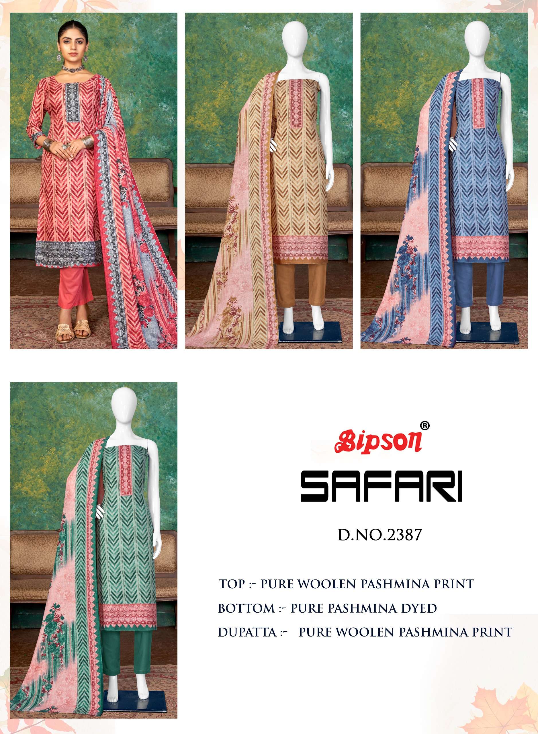 bipson safari 2387 woollen pashmin beautiful look salwar suit catalog