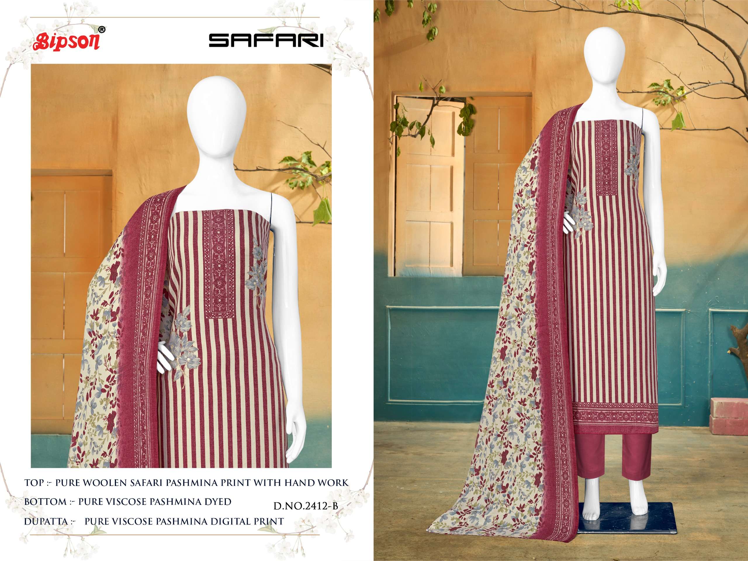 bipson safari 2412 woollen pashmina beautiful look salwar suit catalog