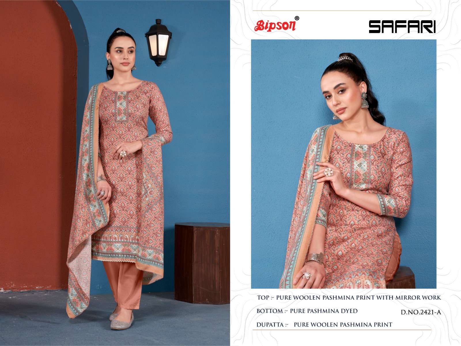 Bipson safari 2421 woolen pashmina elegant salwar suit catalog