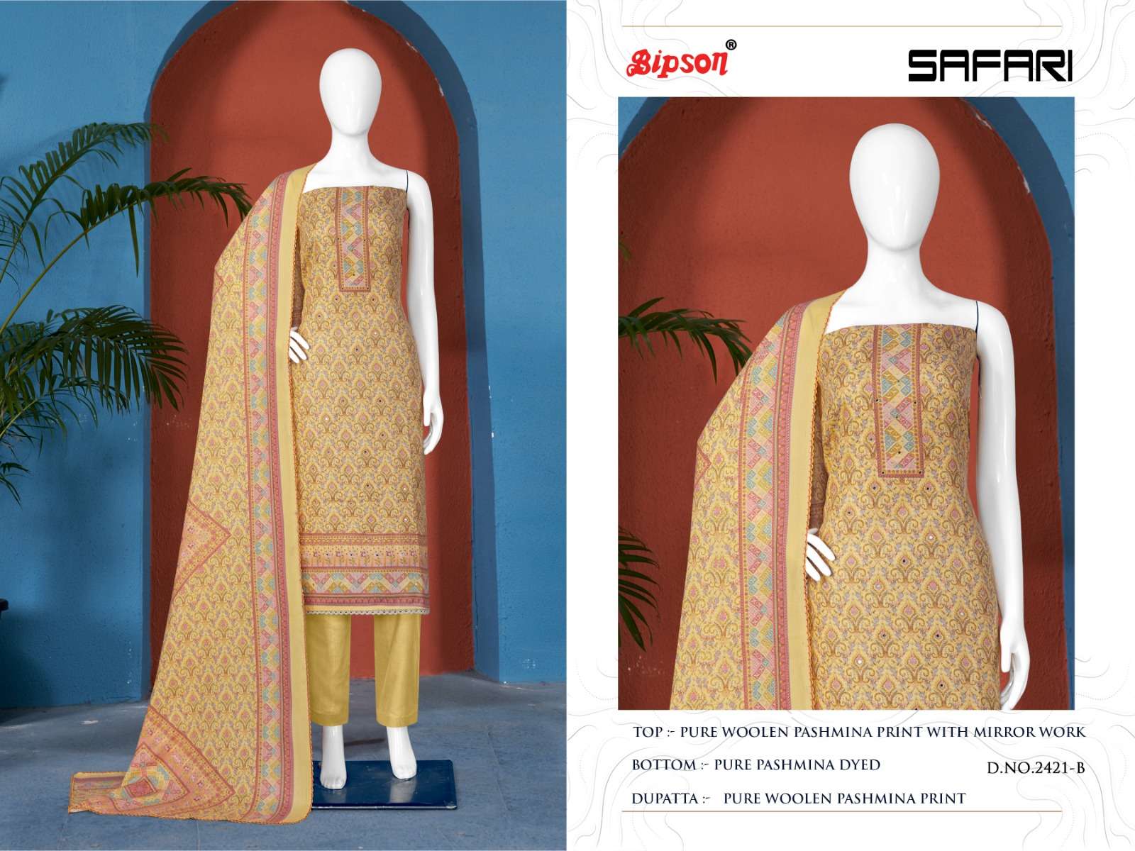 Bipson safari 2421 woolen pashmina elegant salwar suit catalog