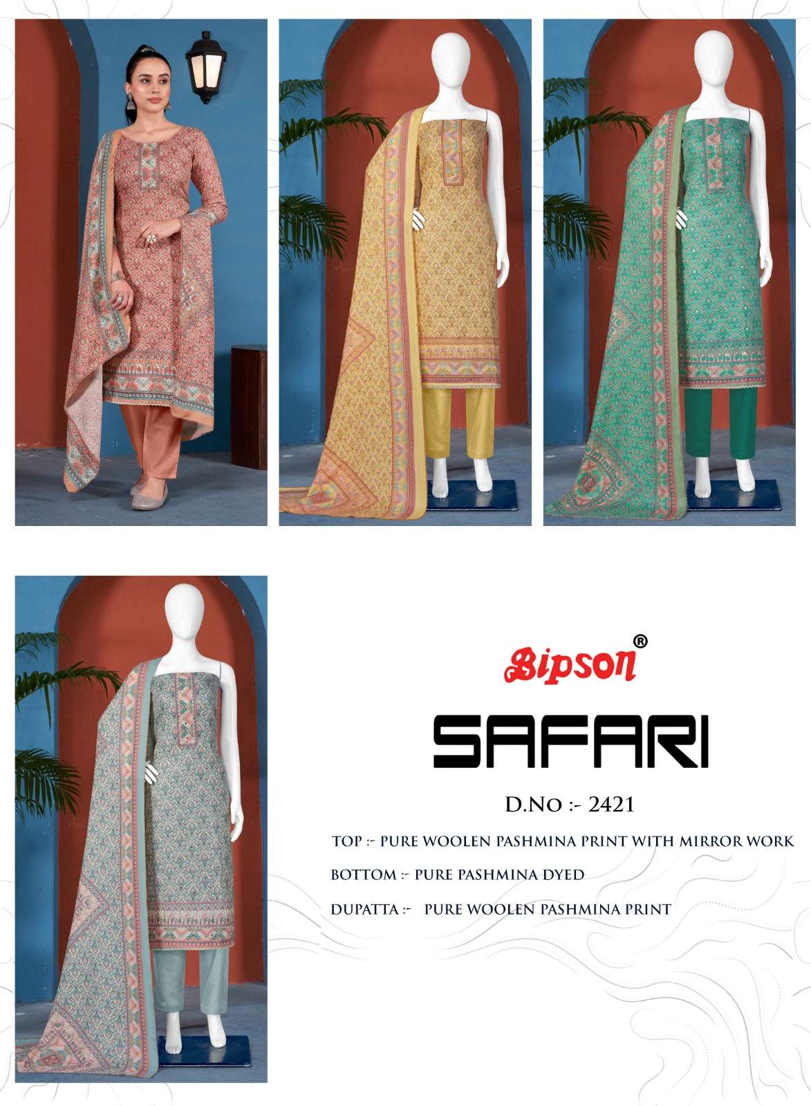 Bipson safari 2421 woolen pashmina elegant salwar suit catalog