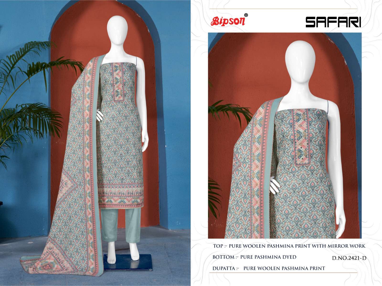 Bipson safari 2421 woolen pashmina elegant salwar suit catalog