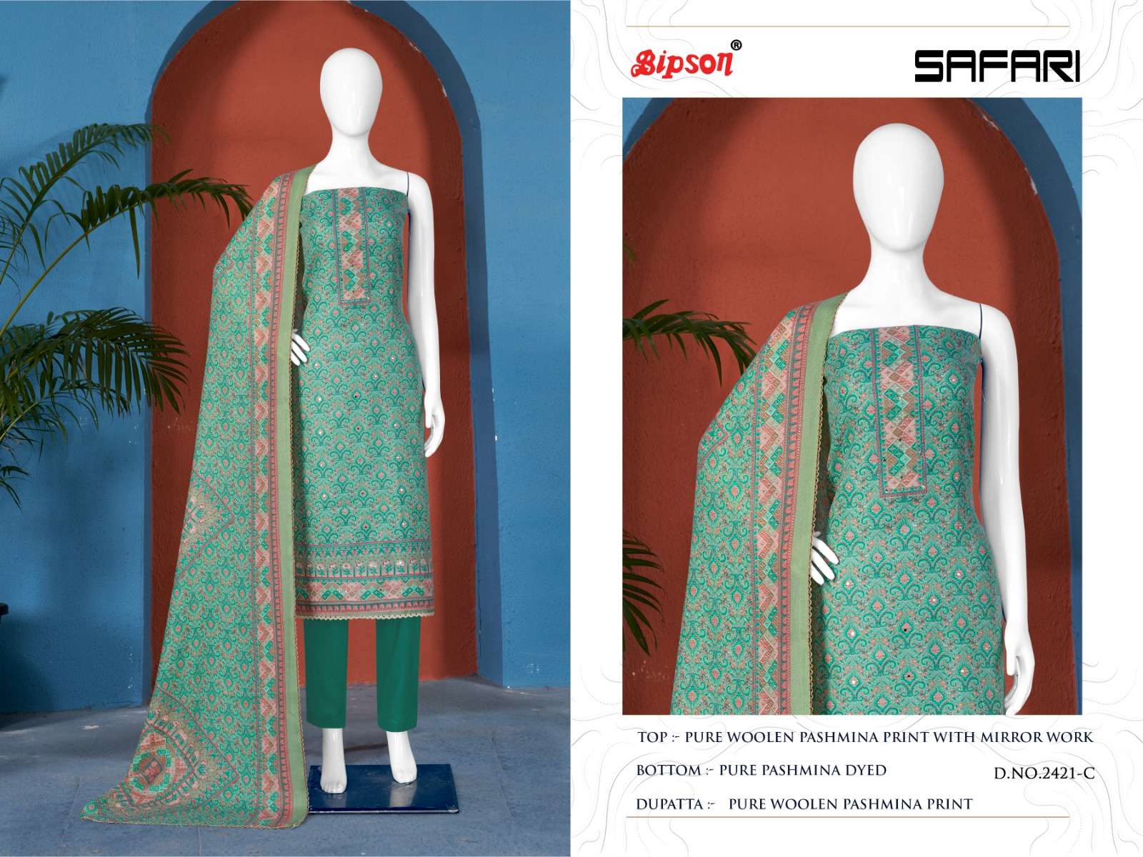 Bipson safari 2421 woolen pashmina elegant salwar suit catalog