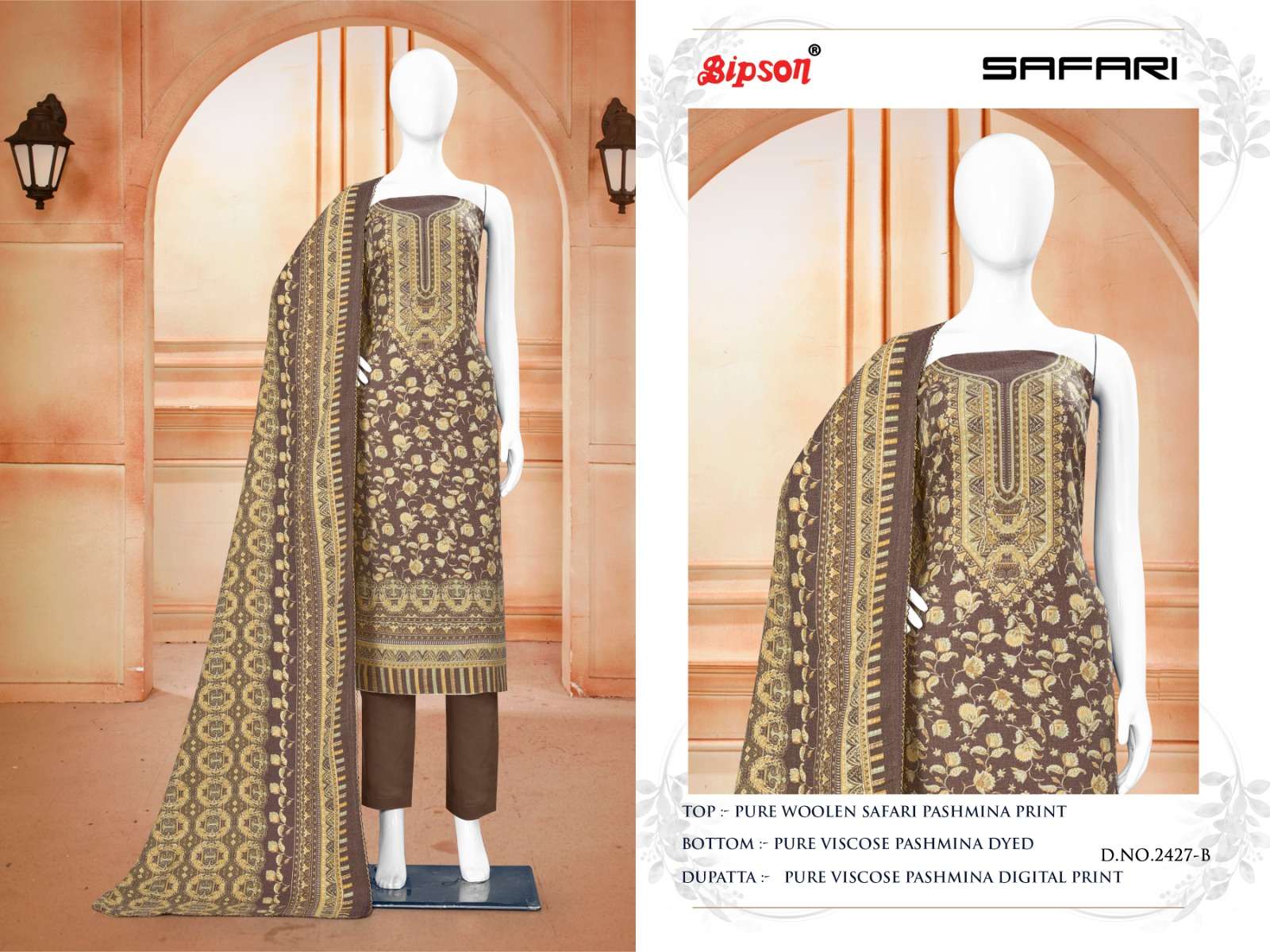 bipson  safari 2427 Pure Woollen Safari Pashmina Print elegant look salwar suit catalog