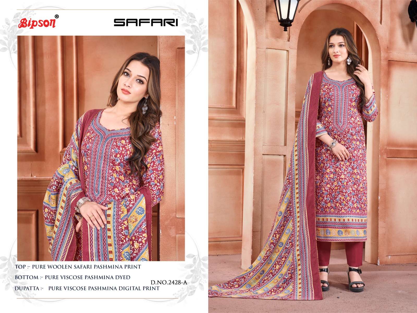 bipson safari 2428 Pure Woollen Safari Pashmina Print  beautiful look salwar suit catalog