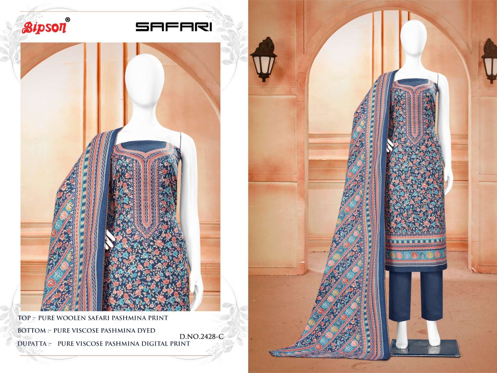 bipson safari 2428 Pure Woollen Safari Pashmina Print  beautiful look salwar suit catalog