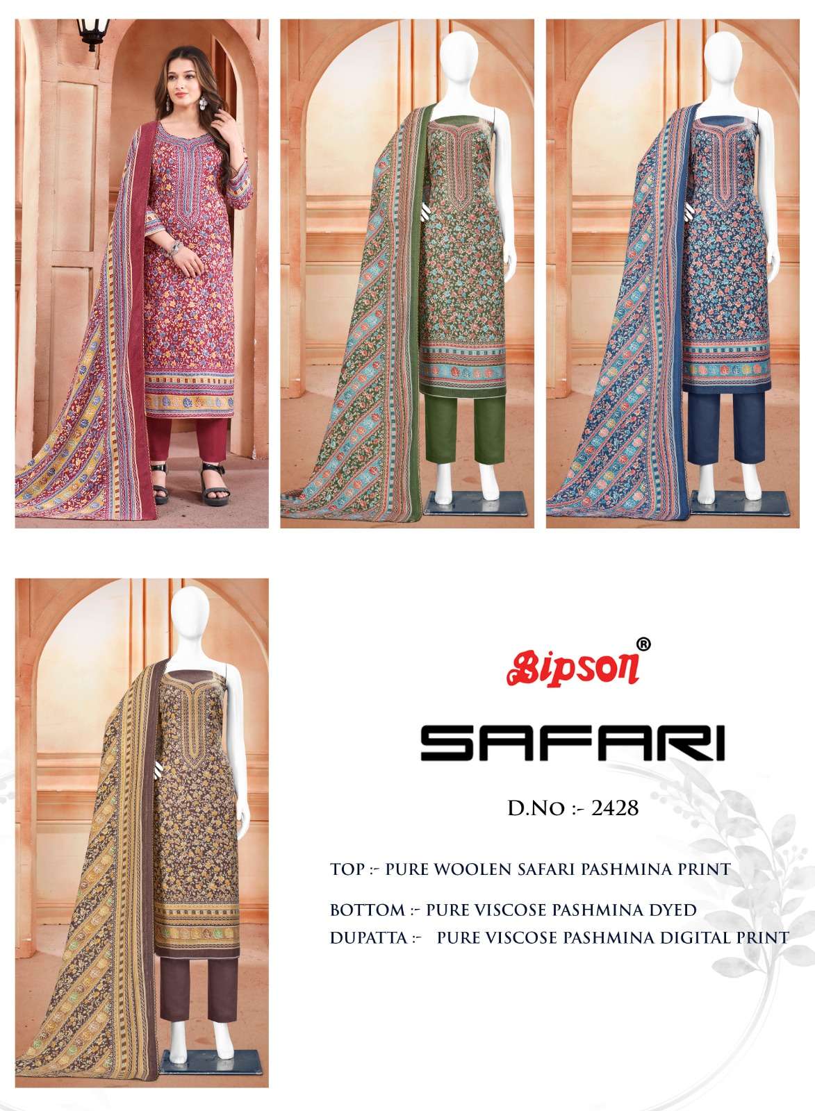 bipson safari 2428 Pure Woollen Safari Pashmina Print  beautiful look salwar suit catalog