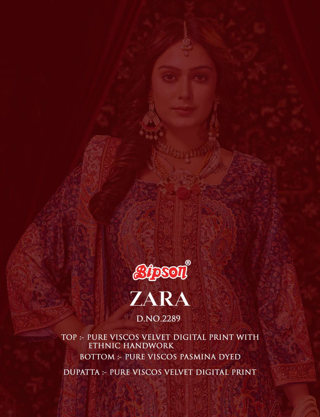 bipson zaara 2289 viscose velvet print attrective look salwar suit catalog