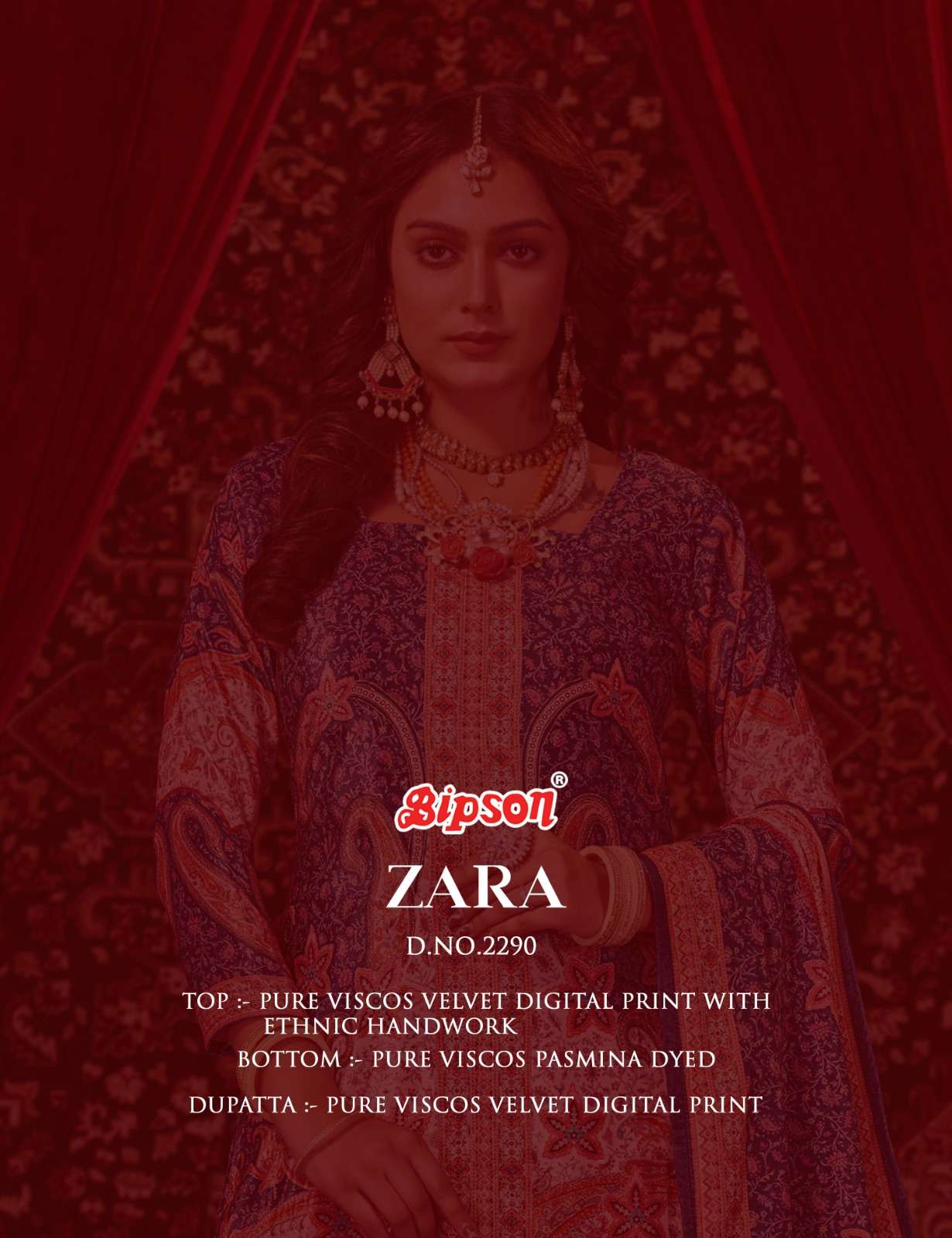 bipson  zara 2290 viscose velvet print beautiful look salwar suit catalog