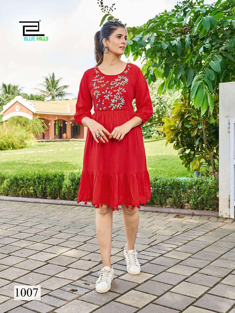 blue hills kiara rayon attrective look kurti catalog