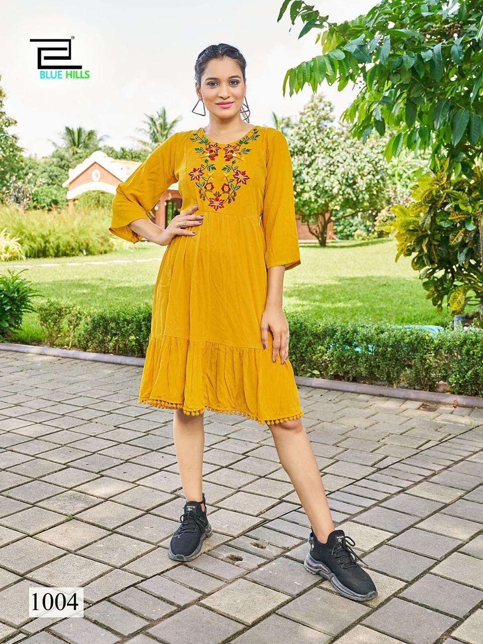 blue hills kiara rayon attrective look kurti catalog