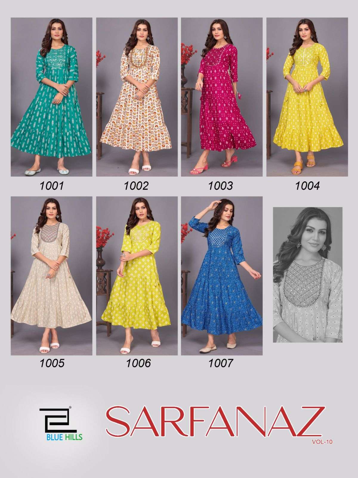 blue hills sarfanaz vol 10 rayon attrective look kurti catalog