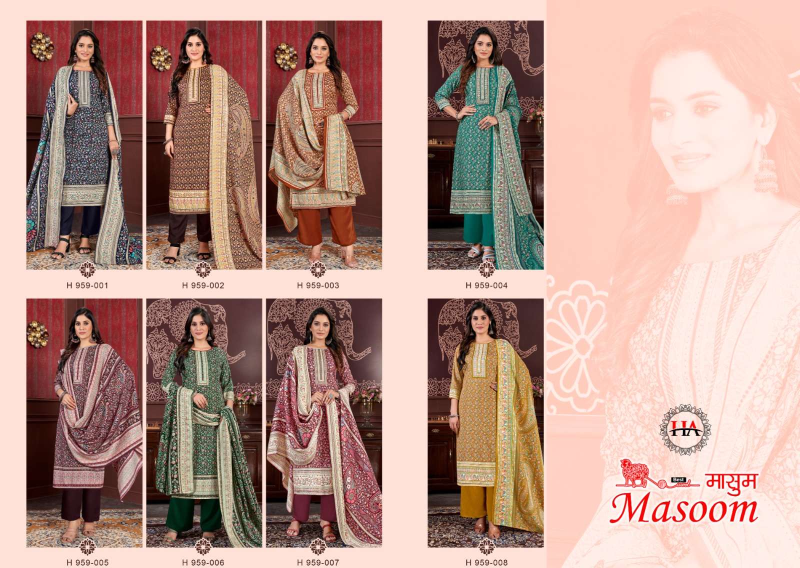 harshit fashion alok suit masoom Pashmina print attrective salwar suit catalog