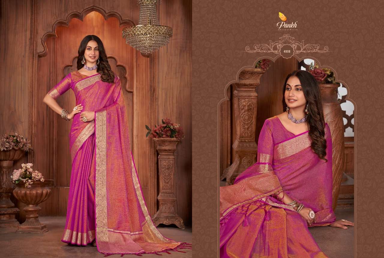 pink lotus pankh Anuska vol 3 tussar silk beautiful look saree catalog