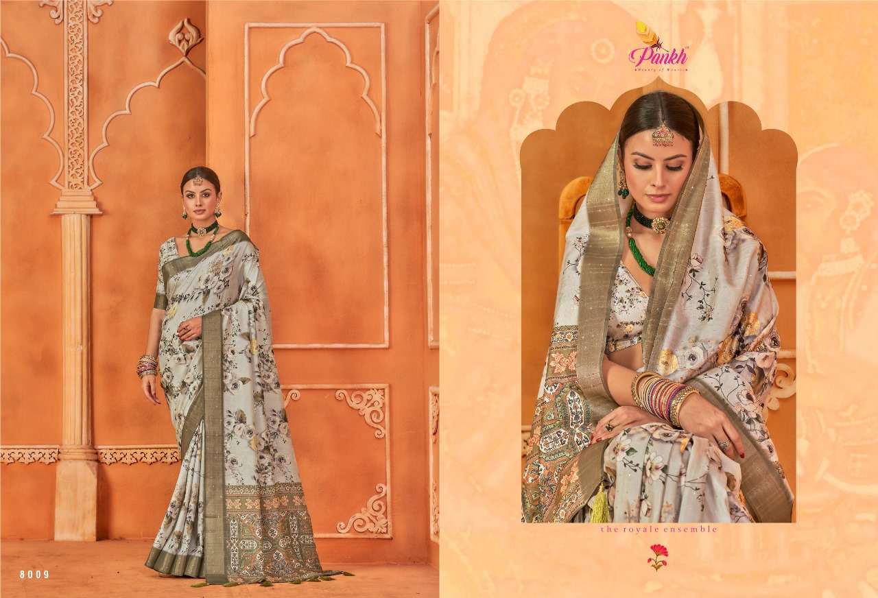 pink lotus pankh sakhi gotta silk innovative look saree catalog