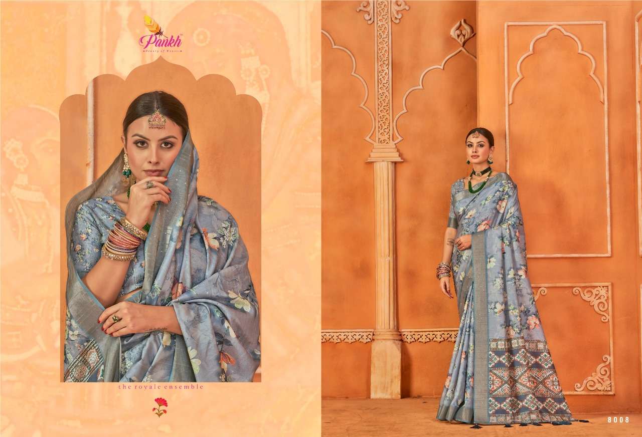 pink lotus pankh sakhi gotta silk innovative look saree catalog