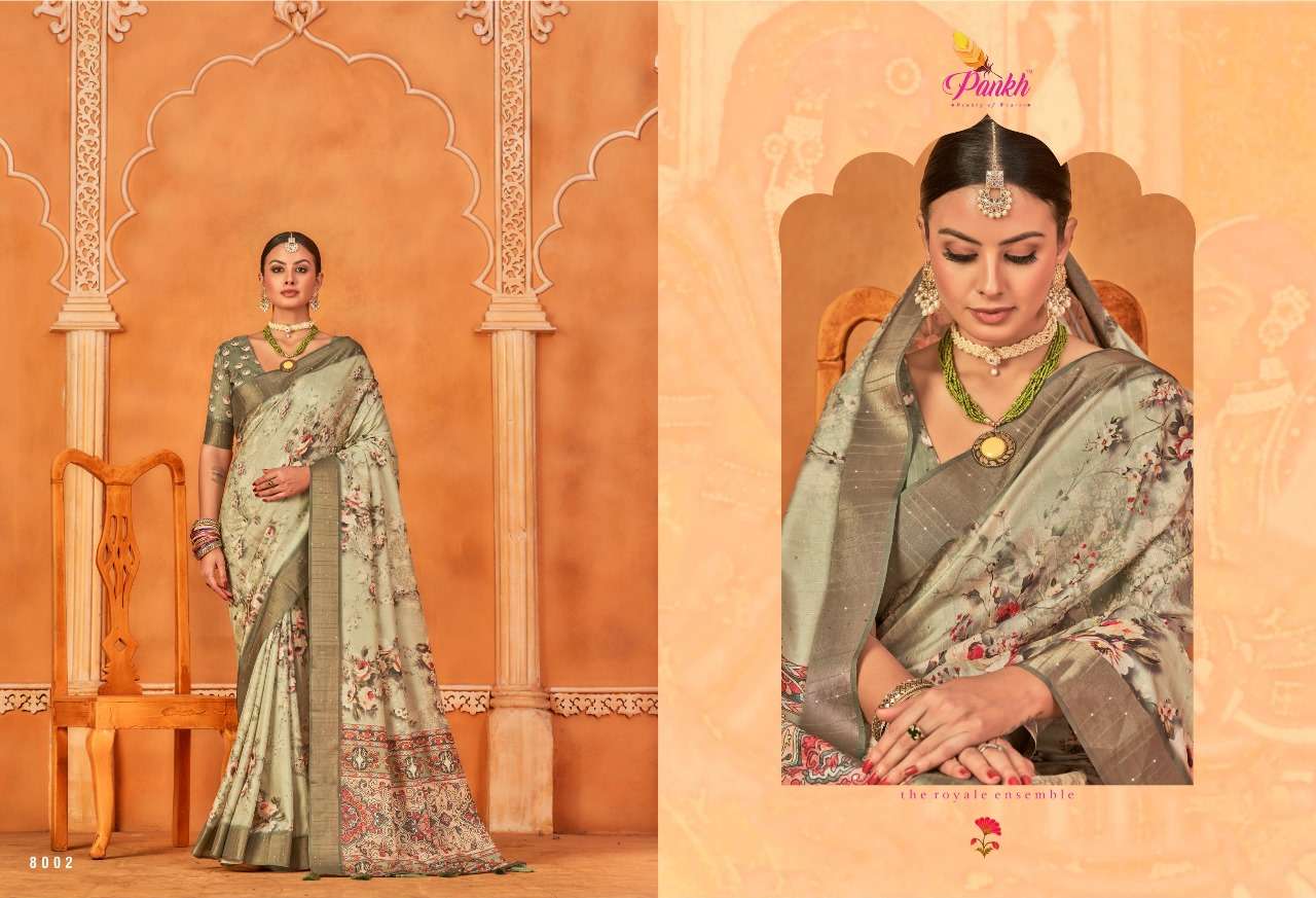 pink lotus pankh sakhi gotta silk innovative look saree catalog