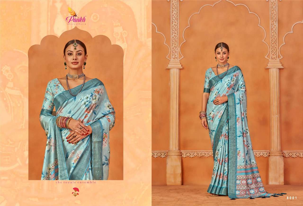 pink lotus pankh sakhi gotta silk innovative look saree catalog